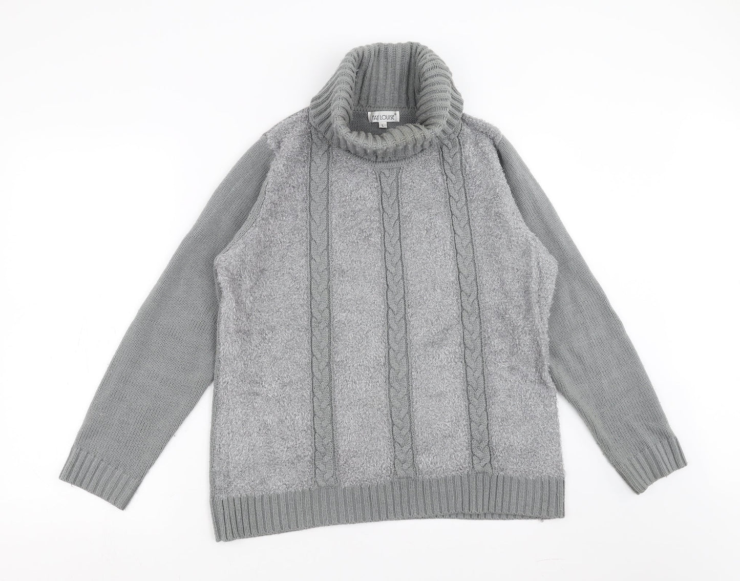 Fay Louise Womens Grey Striped  Pullover Jumper Size L
