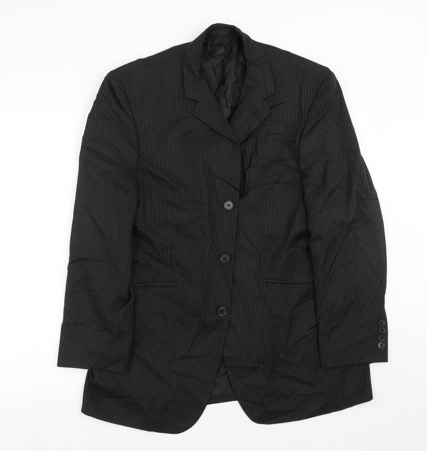 Sainsburys  Mens Black Striped  Jacket Suit Jacket Size 40