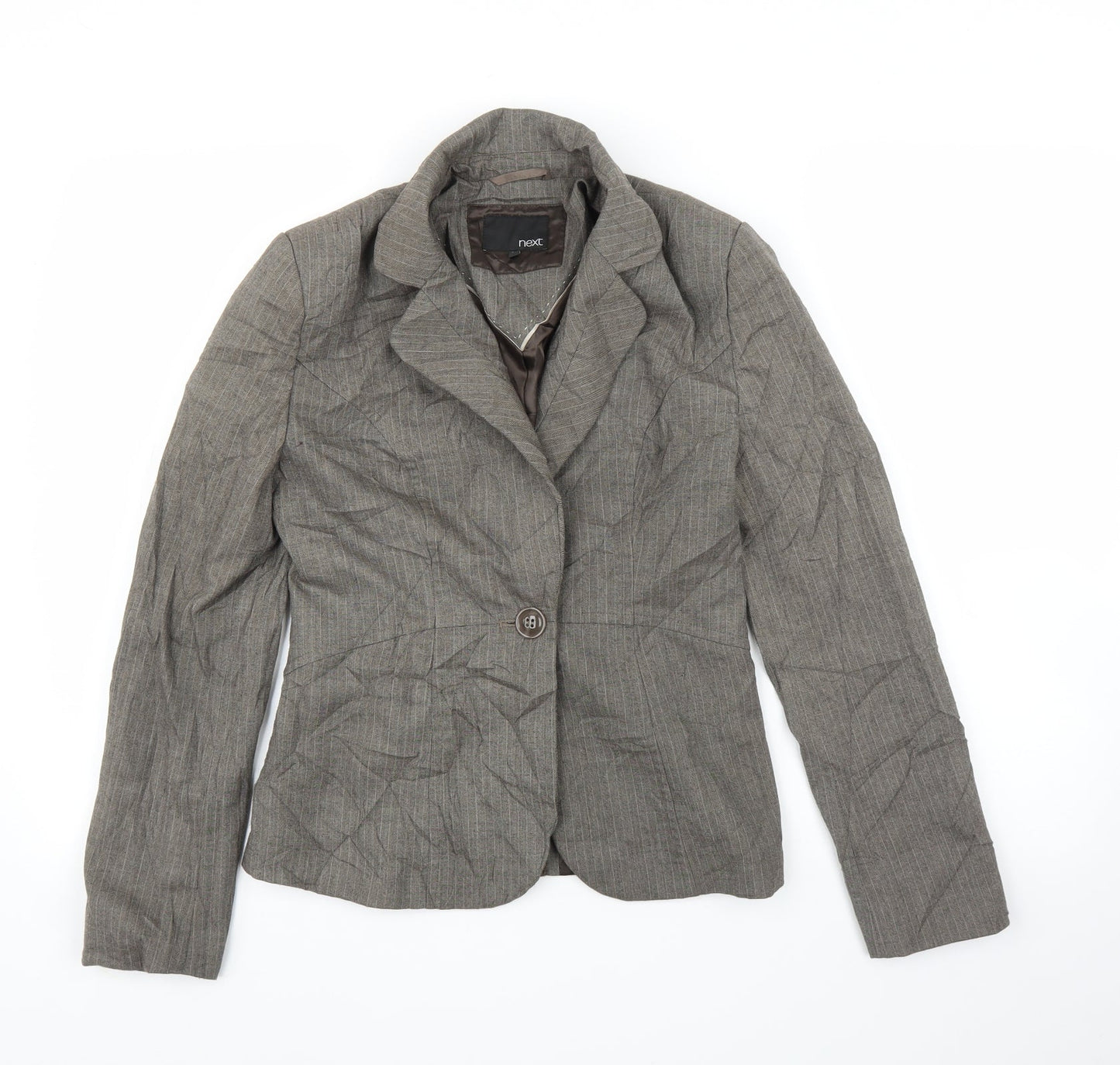 NEXT Womens Brown Striped  Jacket Blazer Size 8