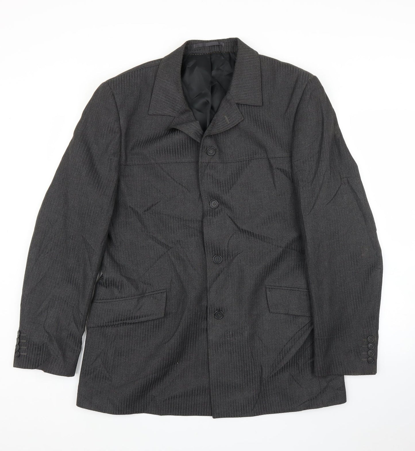 Topman Mens Grey Striped  Jacket Suit Jacket Size 42