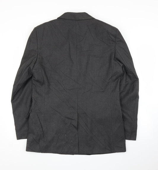Topman Mens Grey Striped  Jacket Suit Jacket Size 42