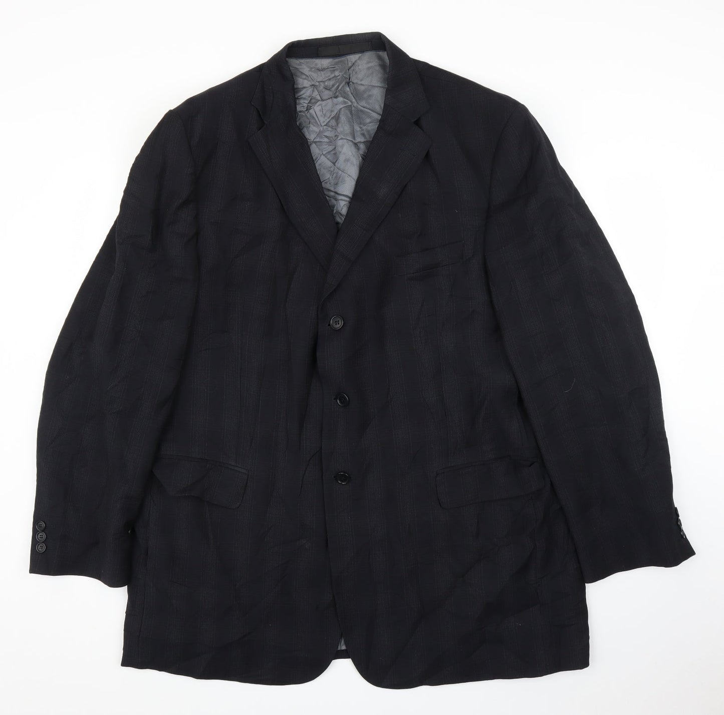 M&S Mens Black Check  Jacket Suit Jacket Size 46