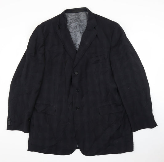 M&S Mens Black Check  Jacket Suit Jacket Size 46
