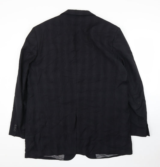 M&S Mens Black Check  Jacket Suit Jacket Size 46