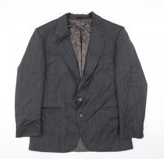 George Arthur Dunn Mens Grey Striped  Jacket Suit Jacket Size 38