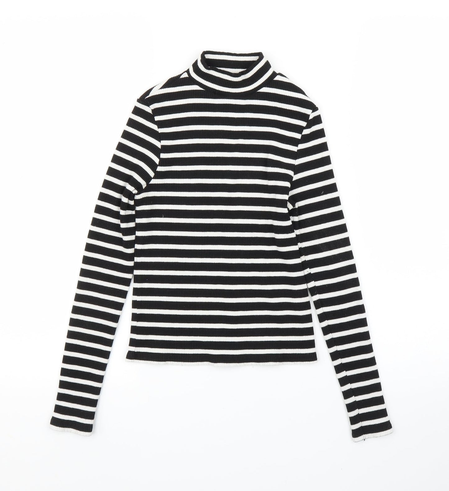River Island Womens Black Striped  Basic T-Shirt Size 10