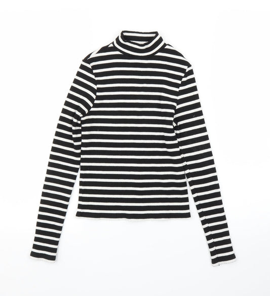 River Island Womens Black Striped  Basic T-Shirt Size 10
