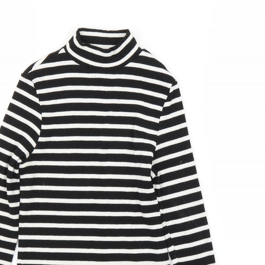 River Island Womens Black Striped  Basic T-Shirt Size 10