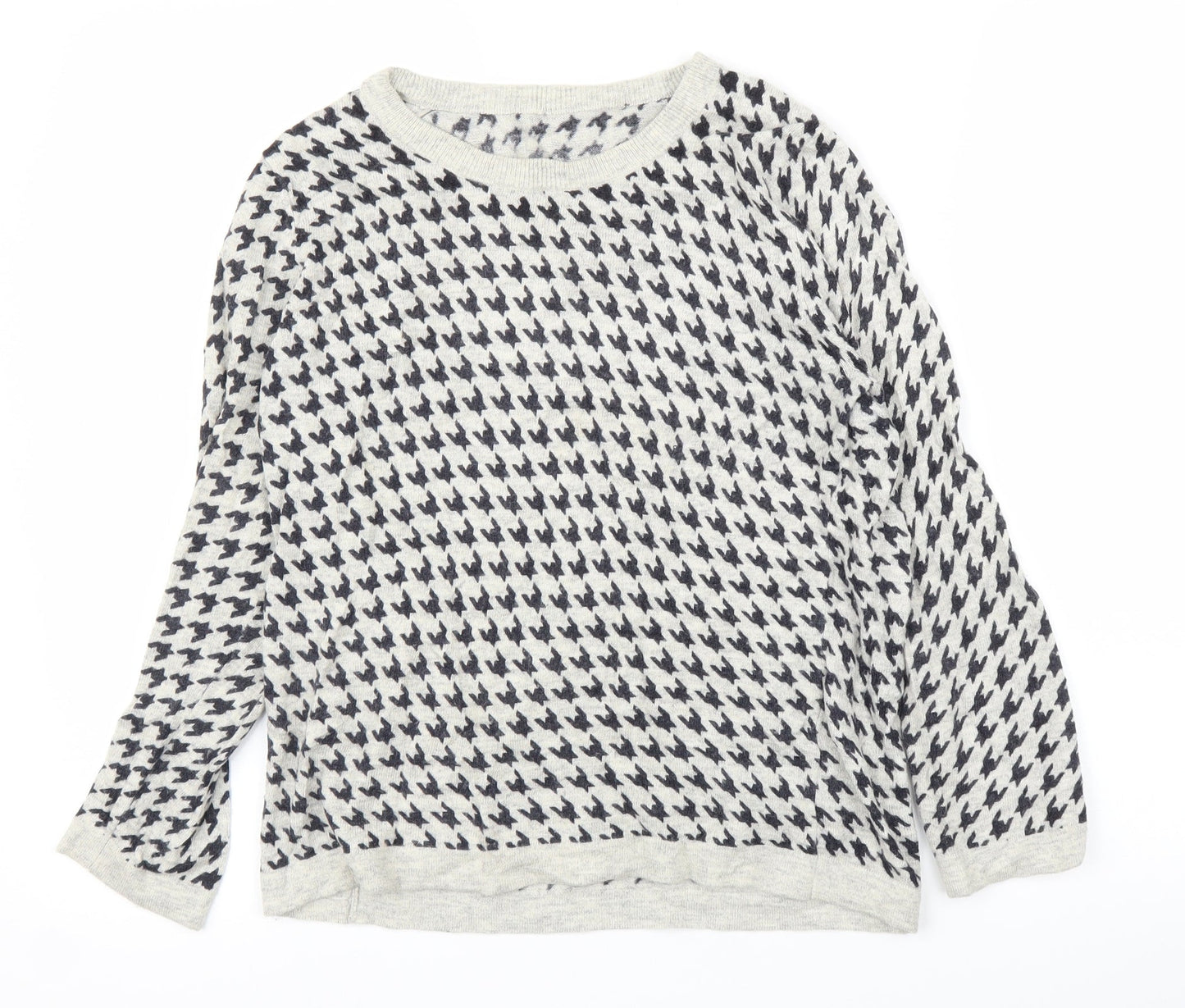 Preworn Womens Grey Houndstooth  Pullover Jumper Size M