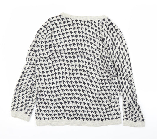 Preworn Womens Grey Houndstooth  Pullover Jumper Size M