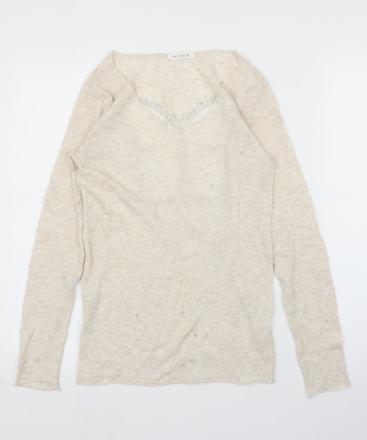 Nicole Womens Beige   Basic Blouse Size S  - Butterfly