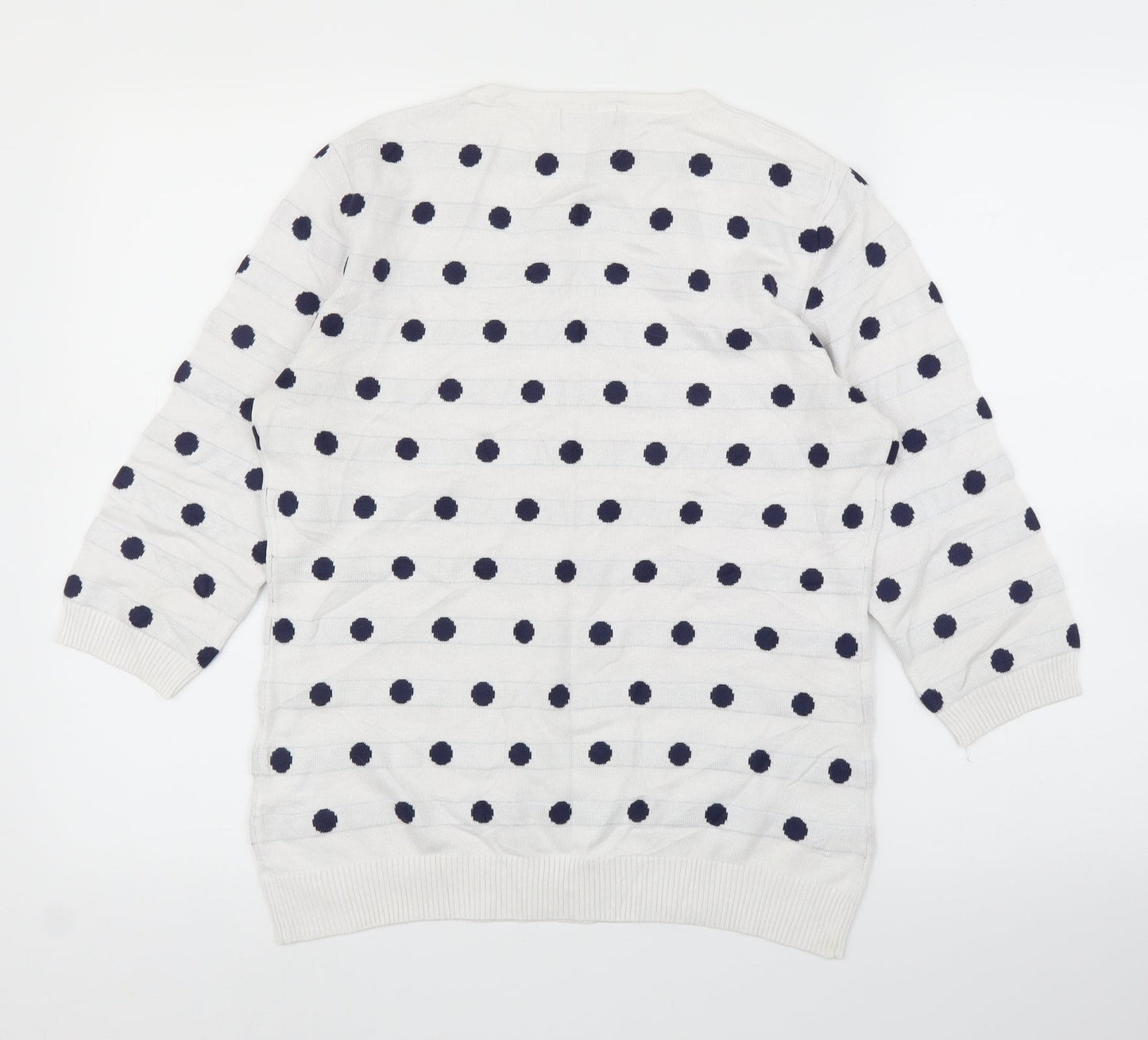 SaSa Womens White Polka Dot  Pullover Jumper Size M