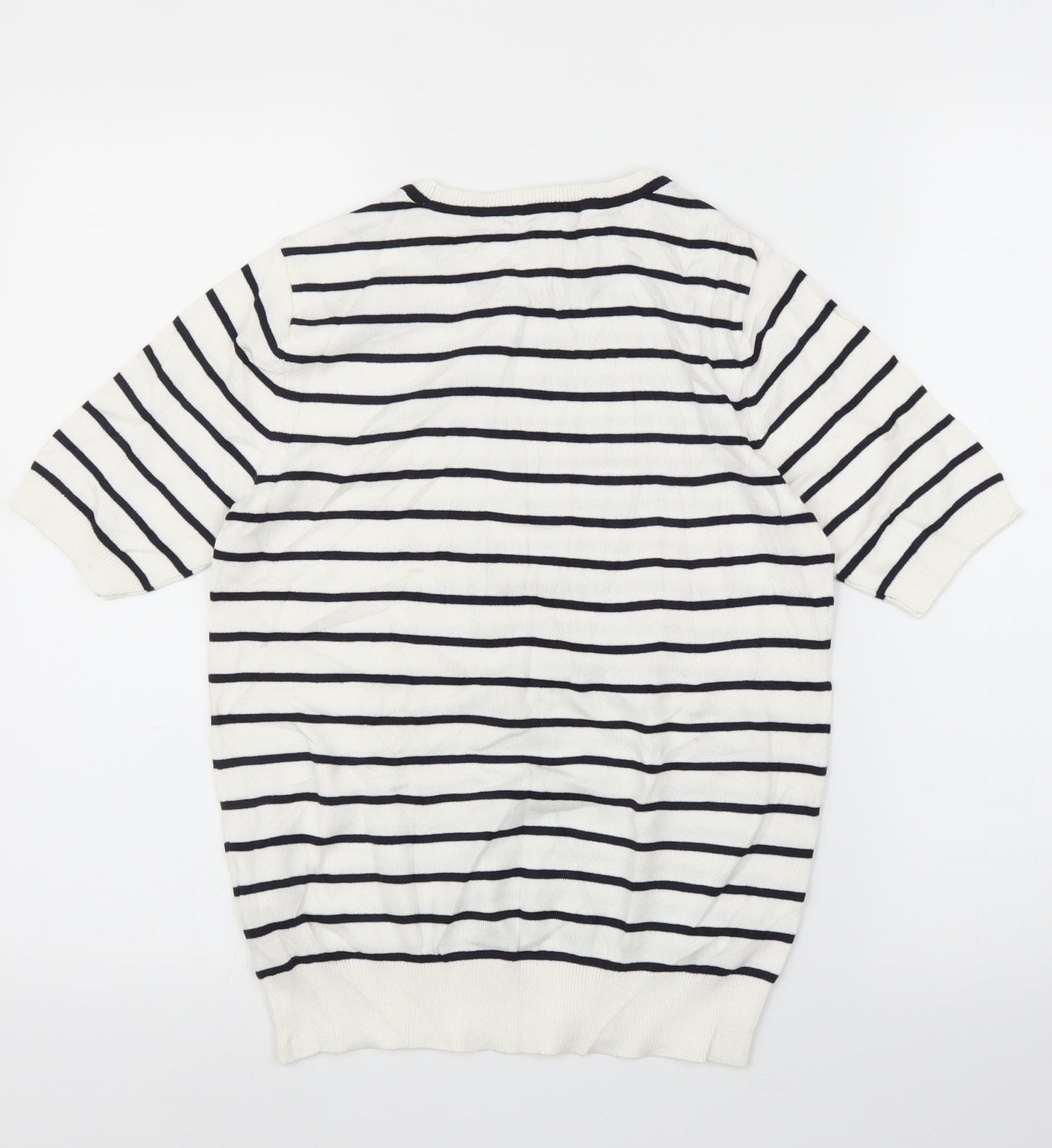H&M Womens White Striped  Pullover Jumper Size S