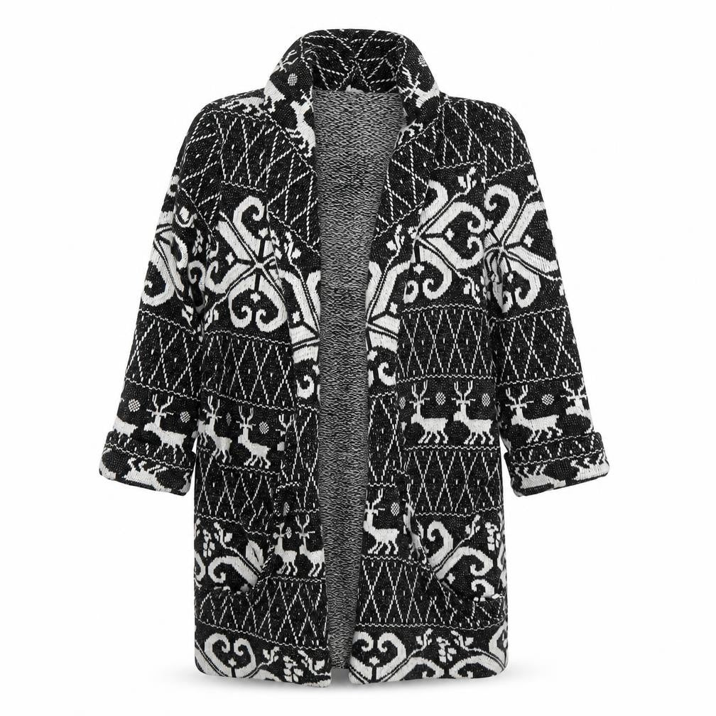 River Island Womens Black Argyle/Diamond  Cardigan Jumper Size 8