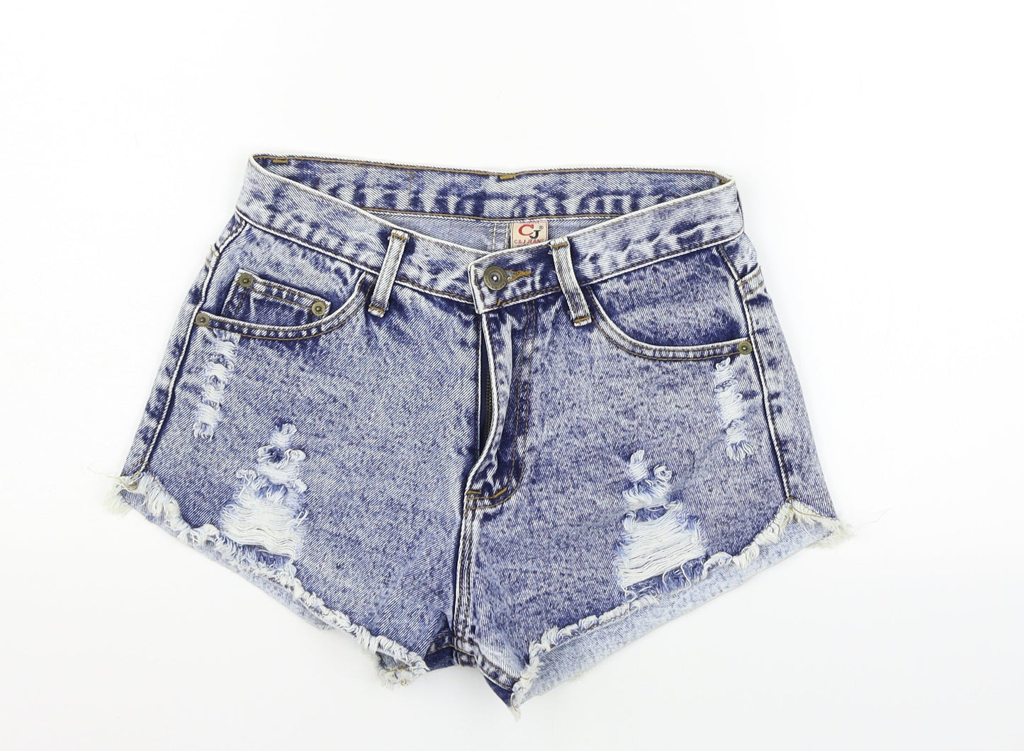 c&j Womens Blue   Cut-Off Shorts Size L - DESTRESSED