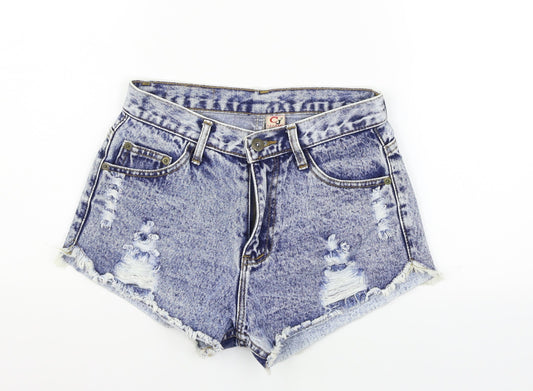 c&j Womens Blue   Cut-Off Shorts Size L - DESTRESSED