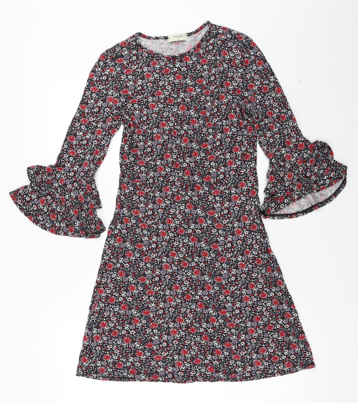 Papaya Womens Black Floral  Fit & Flare  Size S