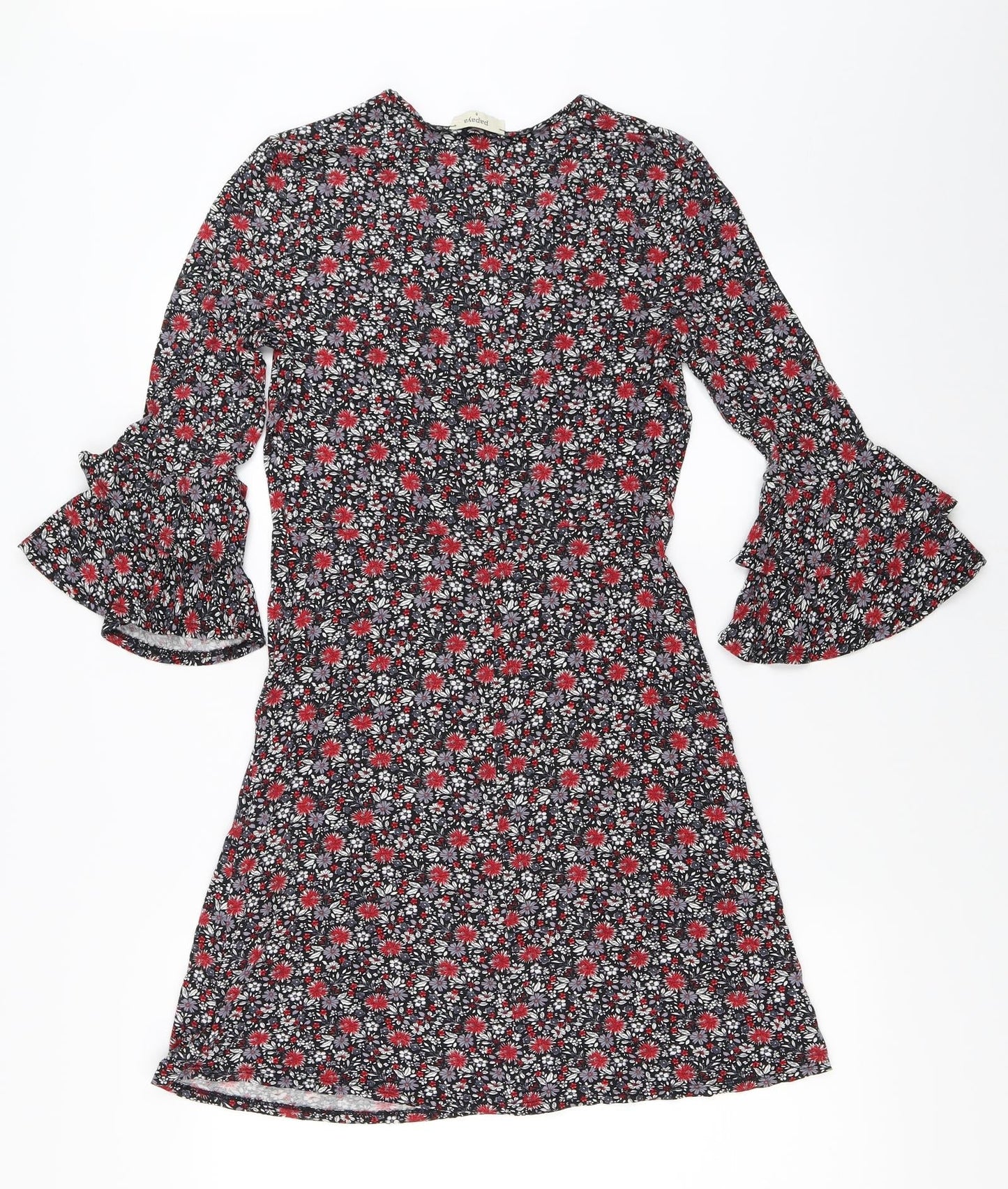 Papaya Womens Black Floral  Fit & Flare  Size S