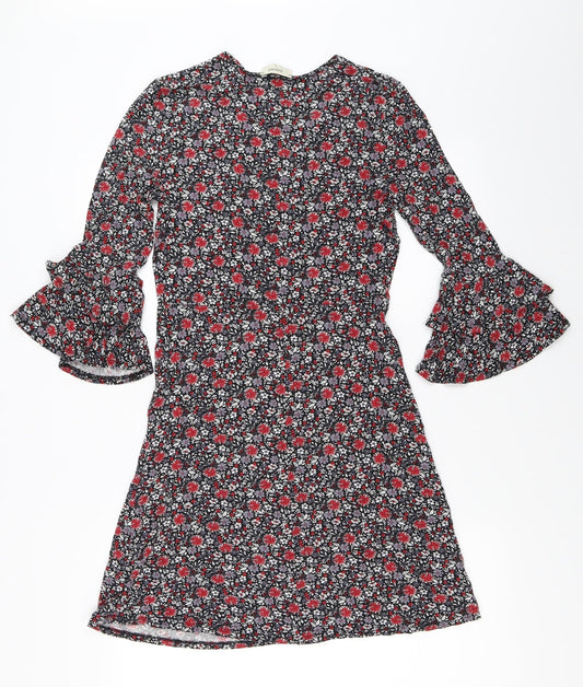 Papaya Womens Black Floral  Fit & Flare  Size S