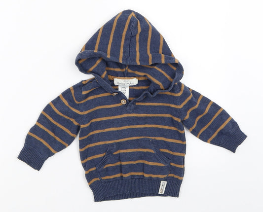 H&M Boys Blue Striped  Pullover Jumper Size 9-12 Months