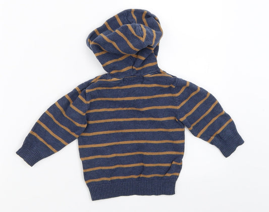 H&M Boys Blue Striped  Pullover Jumper Size 9-12 Months
