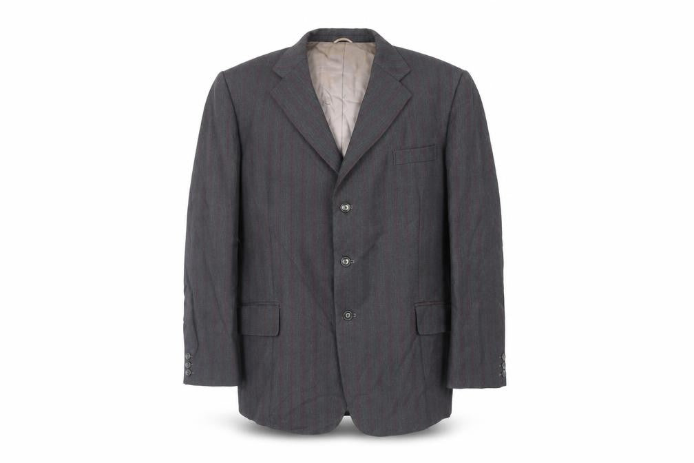 Saxon Mens Grey Striped  Jacket Suit Jacket Size 44