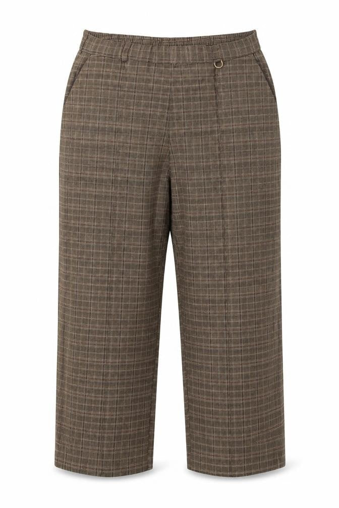 Marks & Spencer Womens Brown Check  Cropped Trousers Size 32 in L20 in