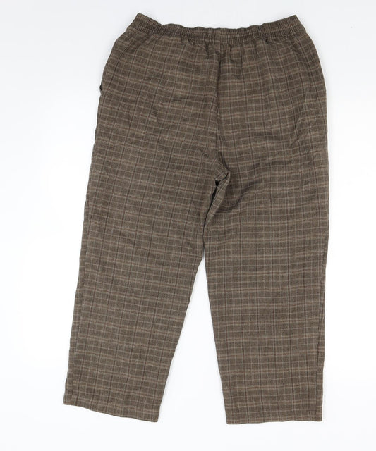 Marks and Spencer Womens Brown Check  Cropped Trousers Size 32 in L20 in