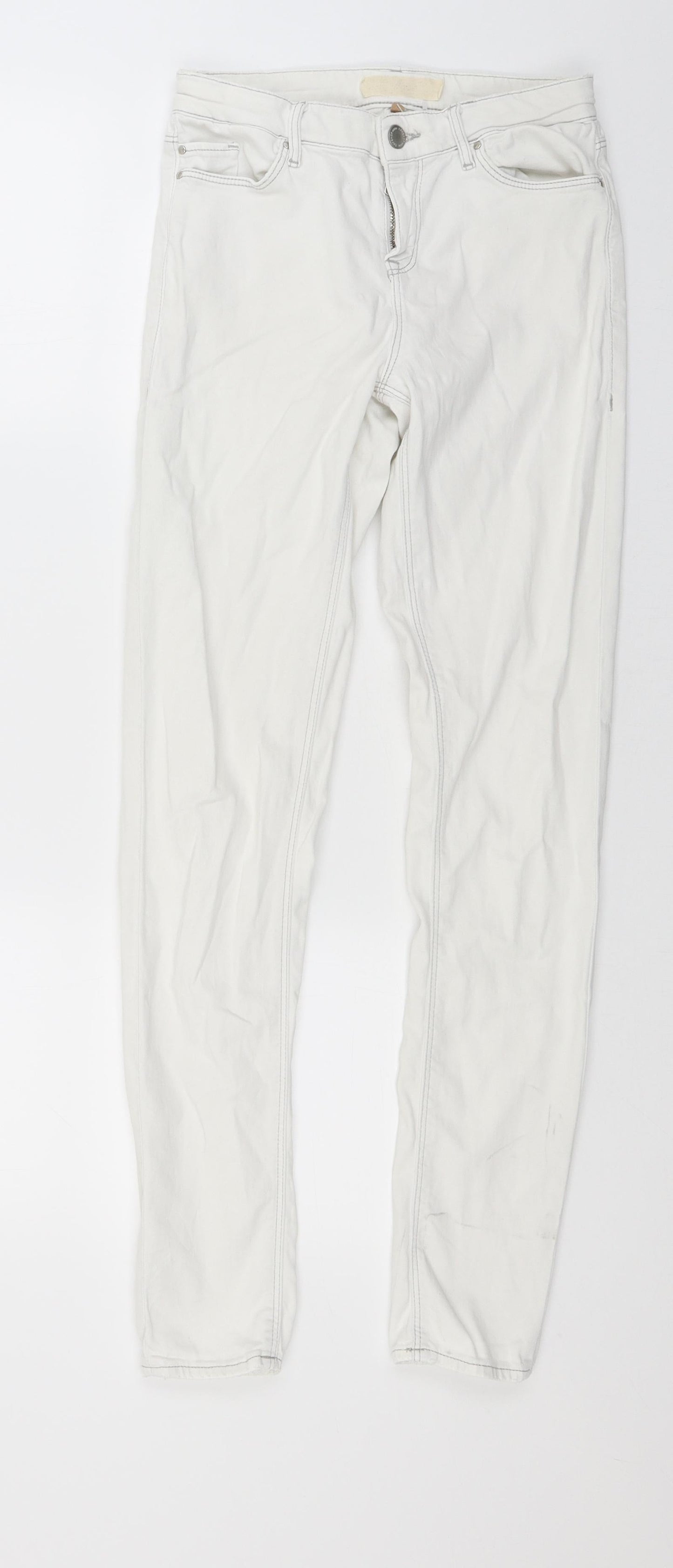 Preworn Womens White  Denim Skinny Jeans Size 25 in L27 in