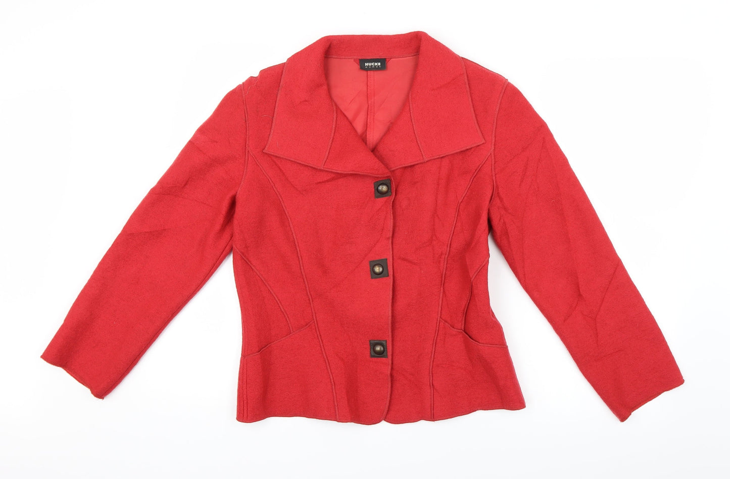 Hucke Womens Red   Overcoat Coat Size 10