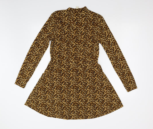 FOREVER 21 Womens Yellow Animal Print  Fit & Flare  Size L