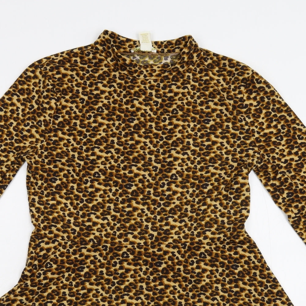 FOREVER 21 Womens Yellow Animal Print  Fit & Flare  Size L