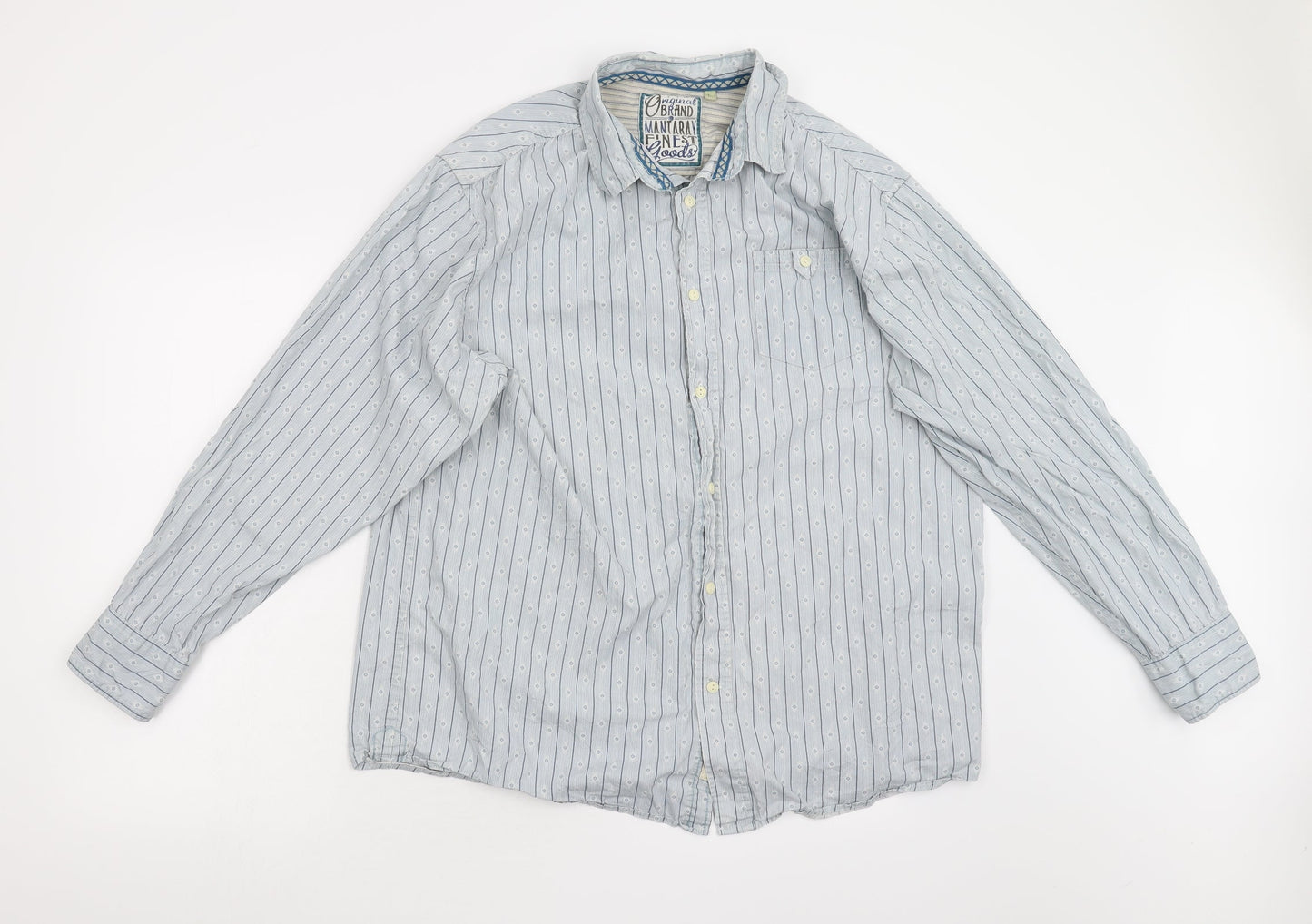 Original Brand Mens Blue Striped   Button-Up Size L