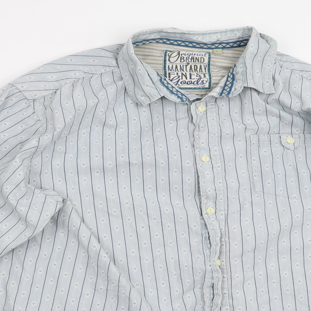 Original Brand Mens Blue Striped   Button-Up Size L