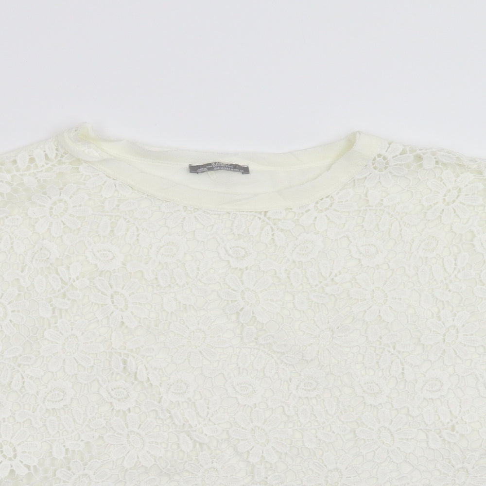 Zara Womens Ivory Floral  Pullover Jumper Size M