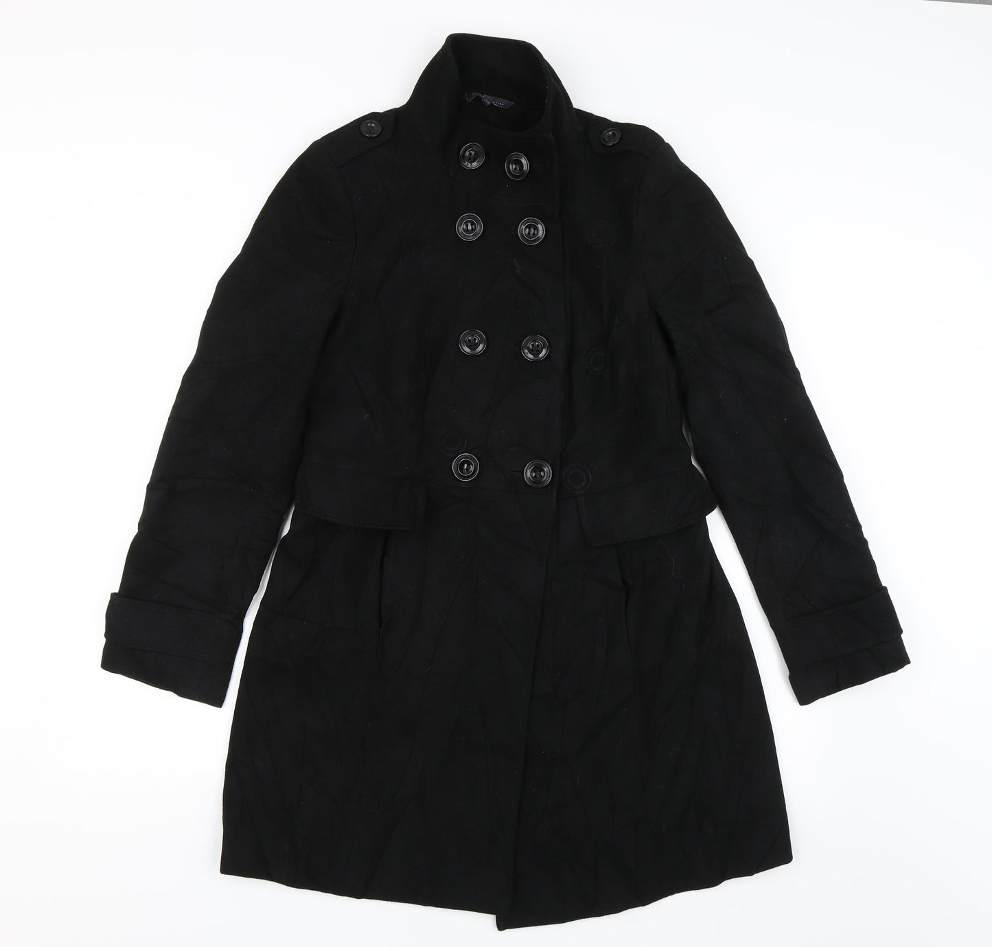 M&S Womens Black   Overcoat Jacket Size 8