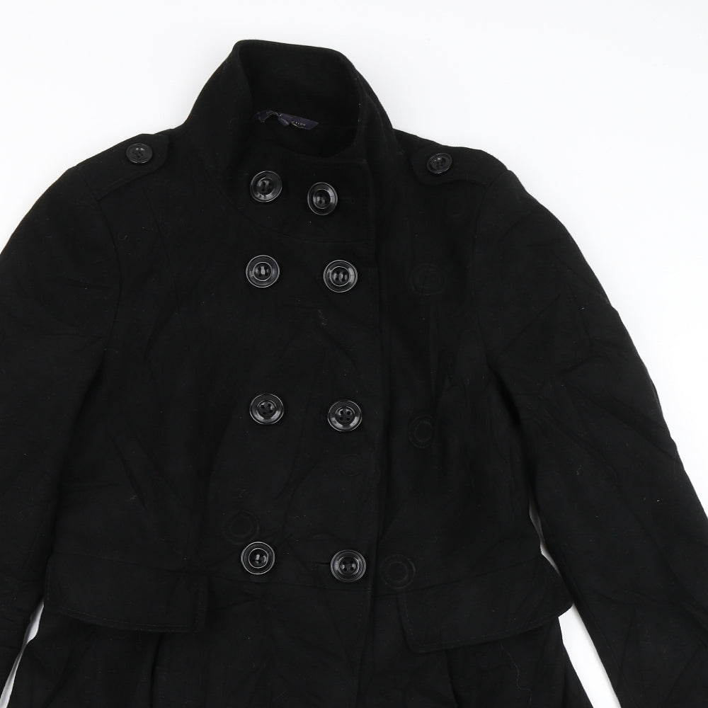 M&S Womens Black   Overcoat Jacket Size 8