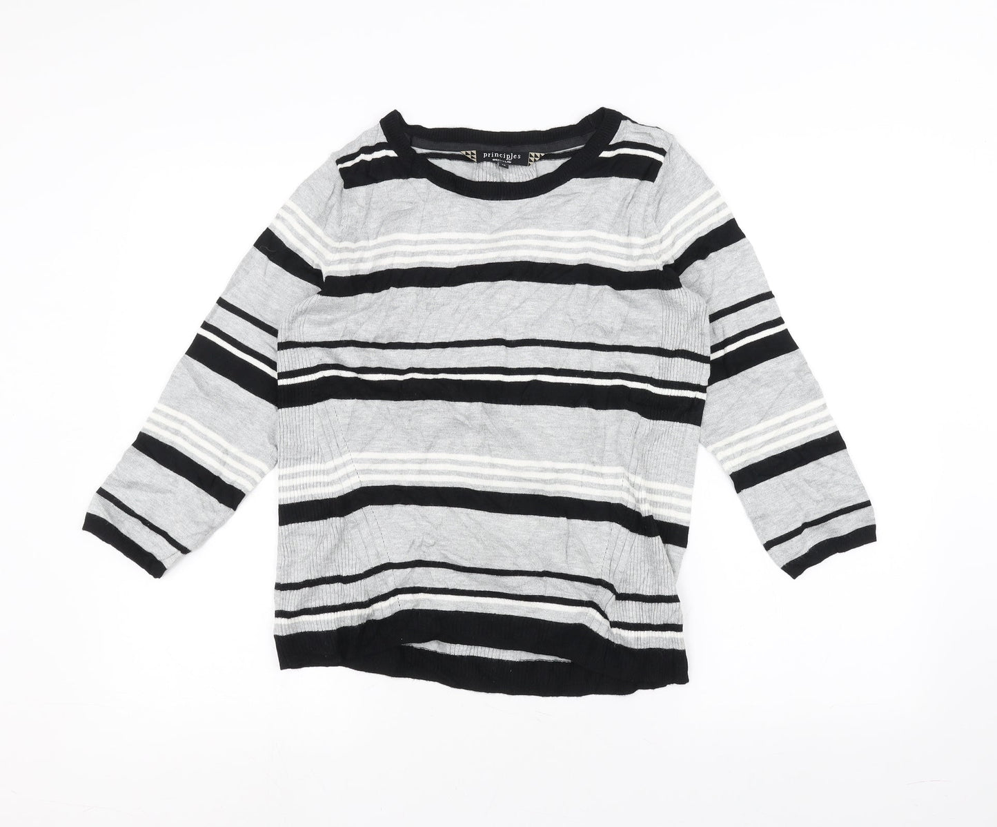 Principles Womens Grey Striped  Pullover Jumper Size 14