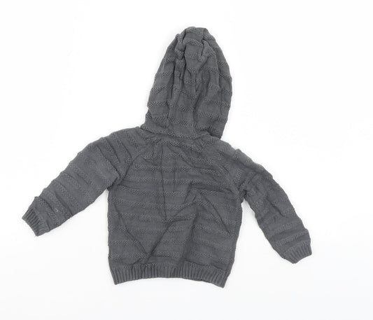 John Lewis Boys Grey Striped  Jacket Coat Size 9-12 Months