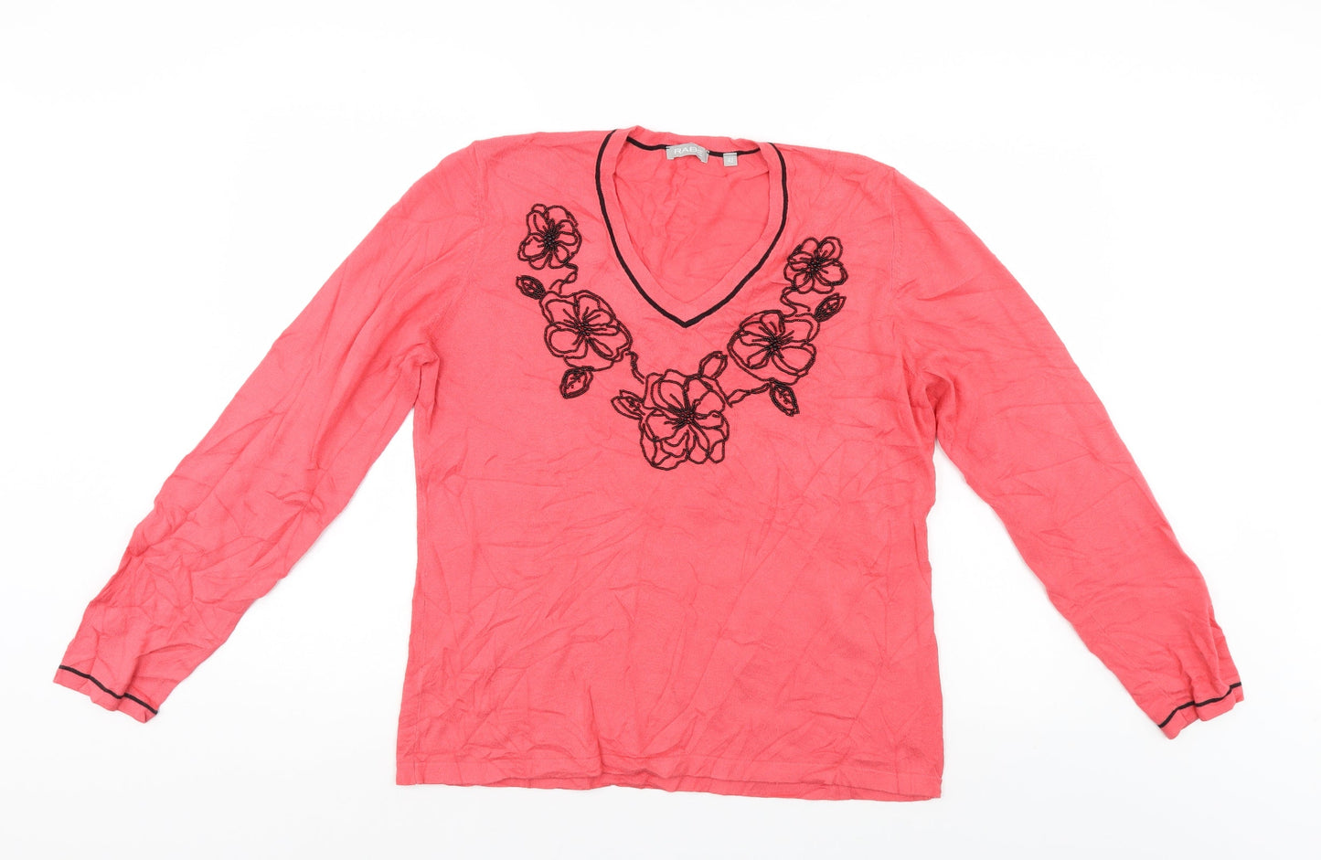 Rabe Womens Pink Floral  Pullover Jumper Size 14