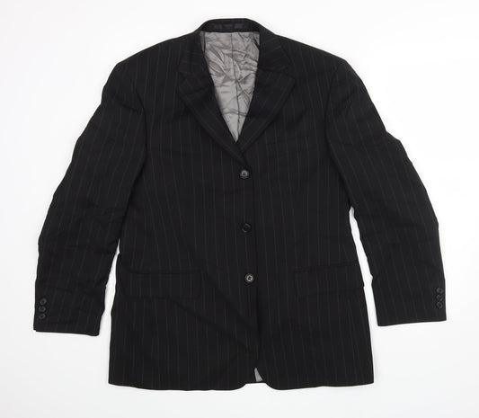 M&S Mens Black Striped  Jacket Blazer Size 40
