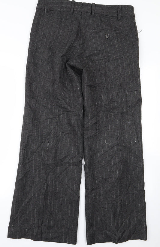 H&M Womens Grey Striped  Trousers  Size 38 L28 in