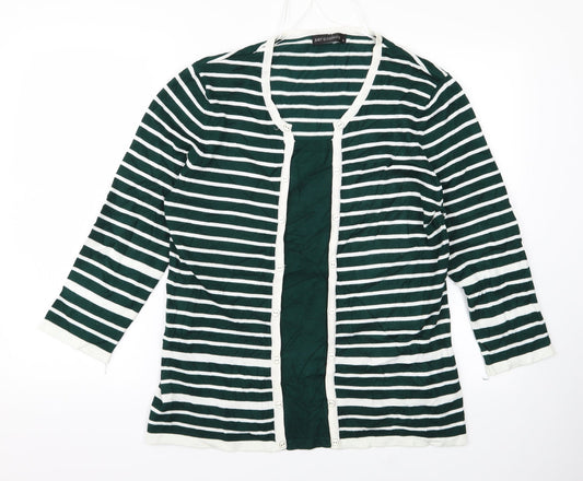 elegance Womens Green Striped  Pullover Jumper Size XL
