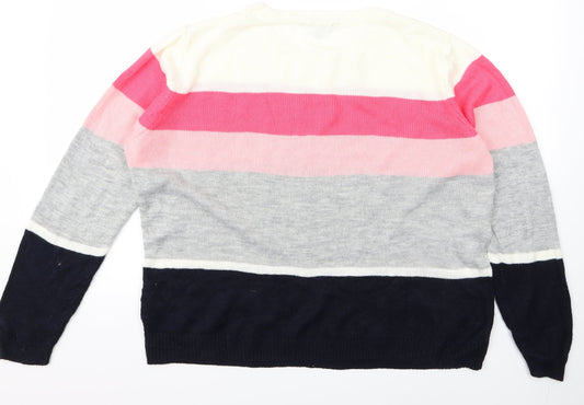 bonmrache Womens Multicoloured Striped  Pullover Jumper Size 16