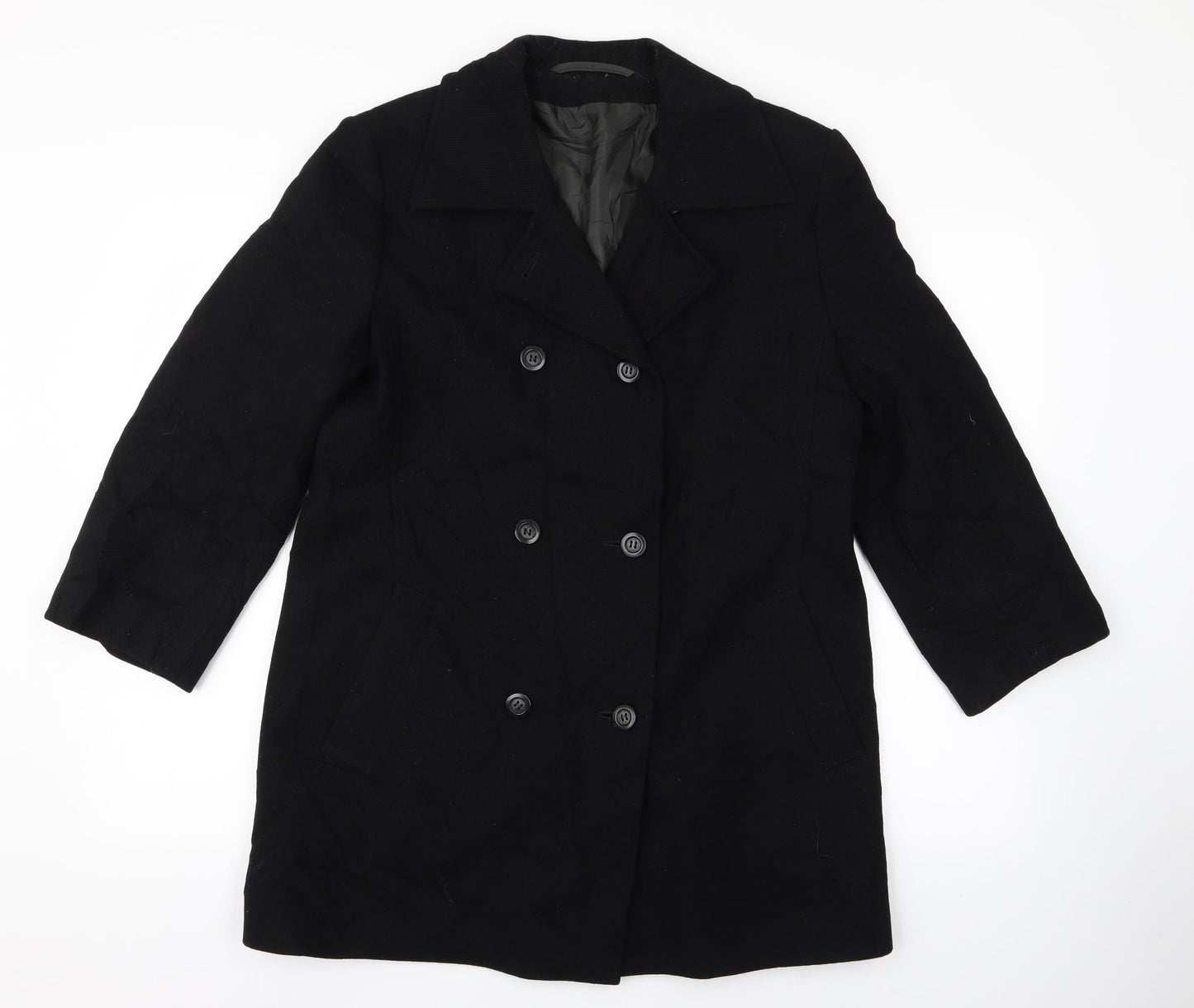 Preworn Womens Black   Overcoat Jacket Size 10