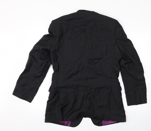 Super 100's  Womens Black Striped  Jacket  Size 10