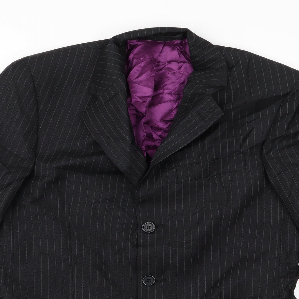 Super 100's  Womens Black Striped  Jacket  Size 10
