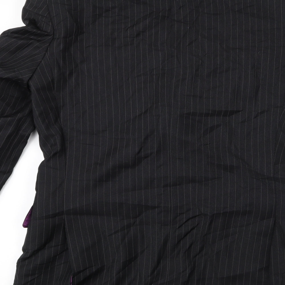 Super 100's  Womens Black Striped  Jacket  Size 10