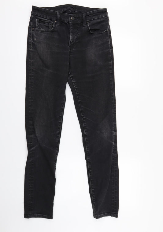 Unique Womens Black  Denim Skinny Jeans Size 12 L30 in