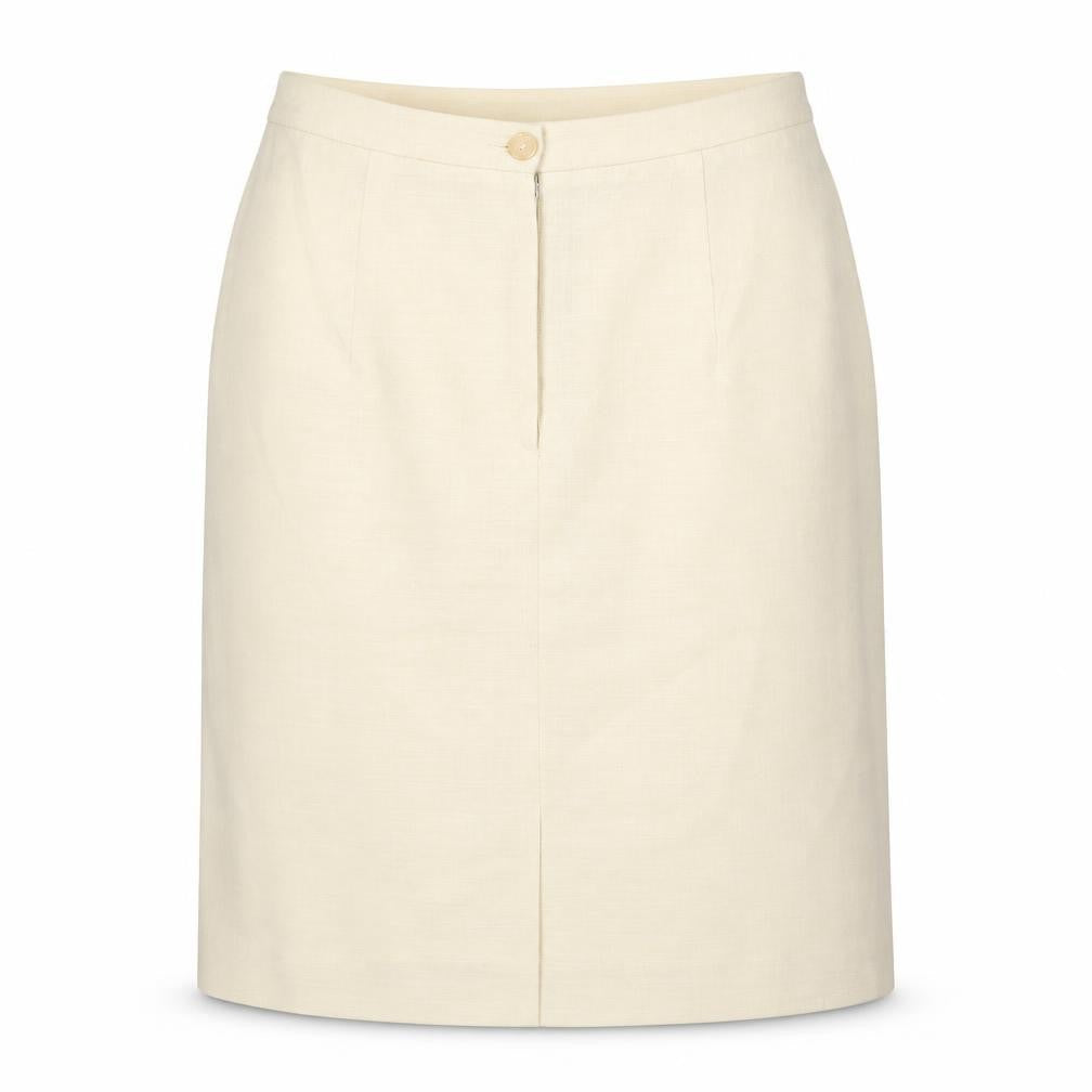 Front view of Canada women’s beige a-line skirt, size UK 12